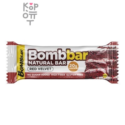 BOMBBAR — Батончик неглазированный Красный бархат, 60 г, мягкая упаковка