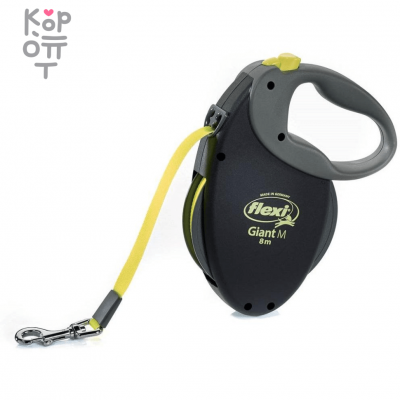 flexi рулетка Giant Neon M (до 25 кг) светоотражающий ремень 8 м
