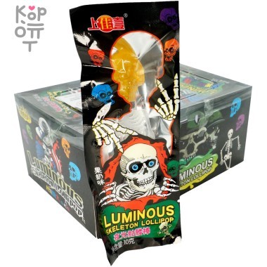 Леденец с фруктовым вкусом LUMINOUS Skeleton Череп на палочке-скелете — Корейские товары для всей семьи(КорОпт)