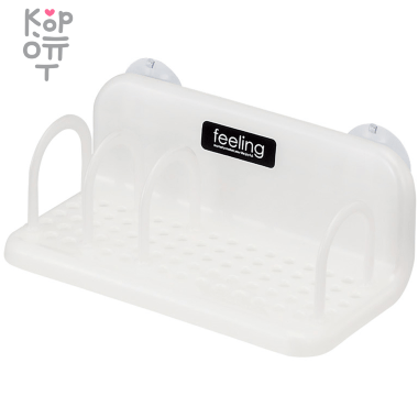 INOMATA PLASTIC Sponge Rack White - Держатель для губок и моющих средств с разделителями на присосках ЖЕМЧУЖНО - БЕЛЫЙ (20*10,7* 8,6 см.) — Корейские товары для всей семьи(КорОпт)