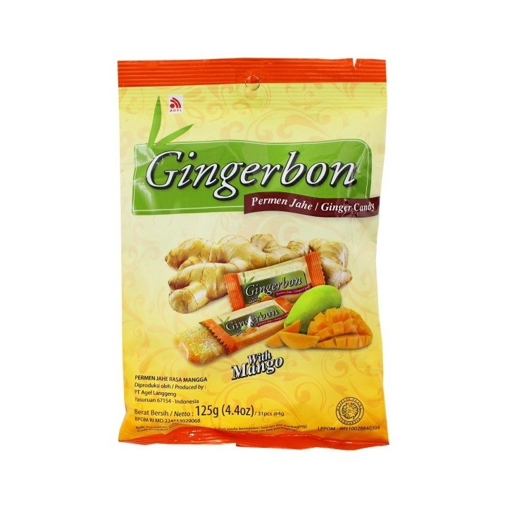 Gingerbon — Mango Ginger Candy — Имбирные конфеты Gingerbon со вкусом манго, 125 г — коробка 20 шт