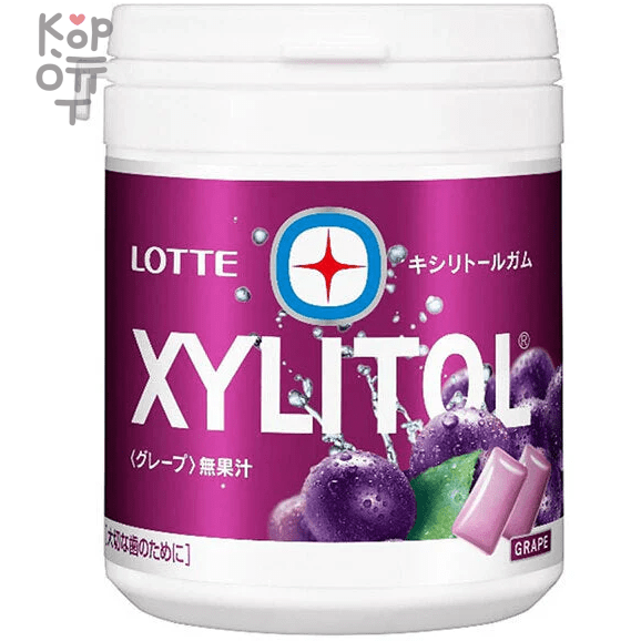 Lotte Xylitol Gum Grape Bottle - Резинка жевательная Сочный Виноград 133гр., купить с доставкой на дом фото 1 — Корейские товары для всей семьи(КорОпт)