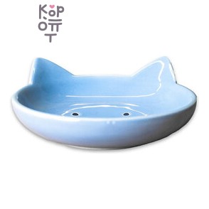 Mr.Kranch Блюдце керамическое Мордочка кошки, голубое, 80 мл