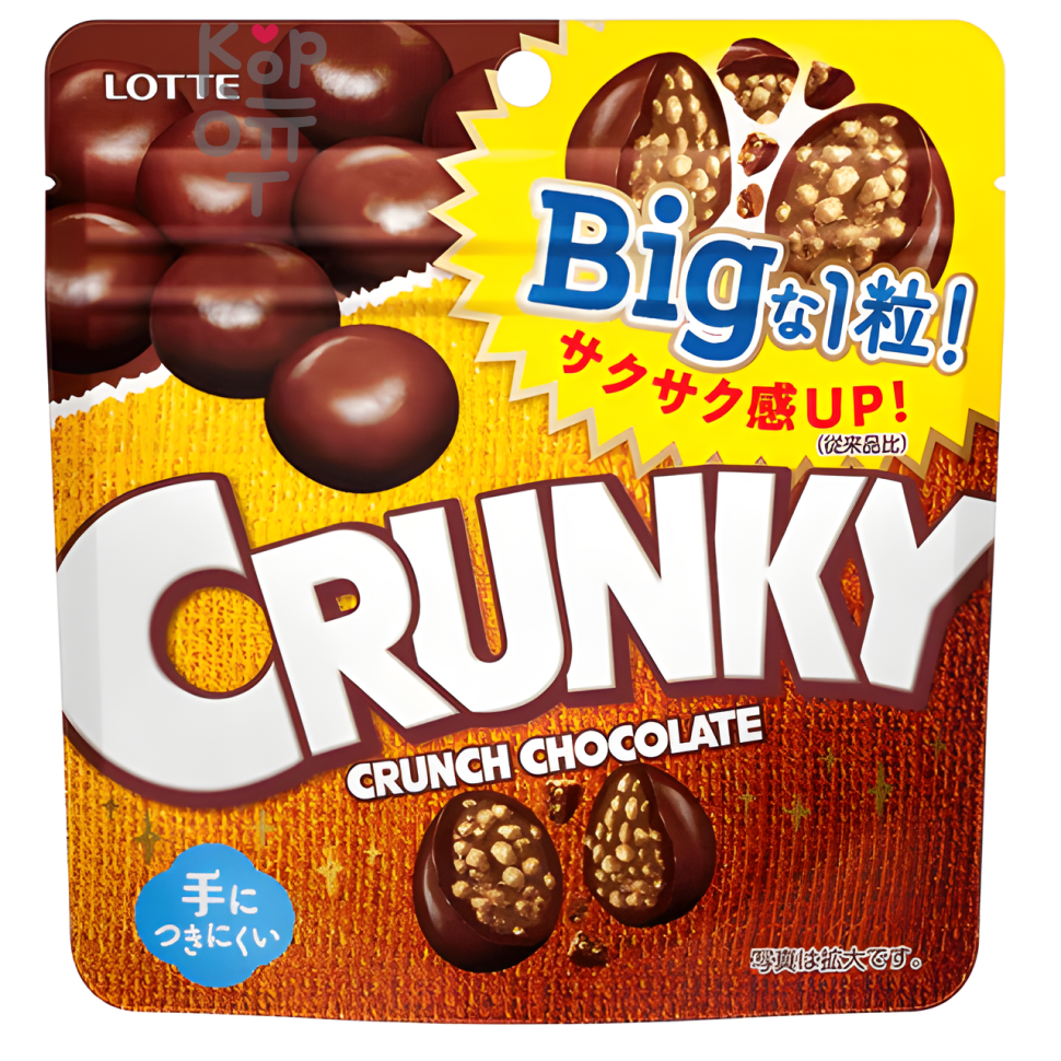 Lotte Crunky Crunch Chocolate Big Pouch - Шоколад Кранки хрустящий с рисовыми хлопьями, 72гр.