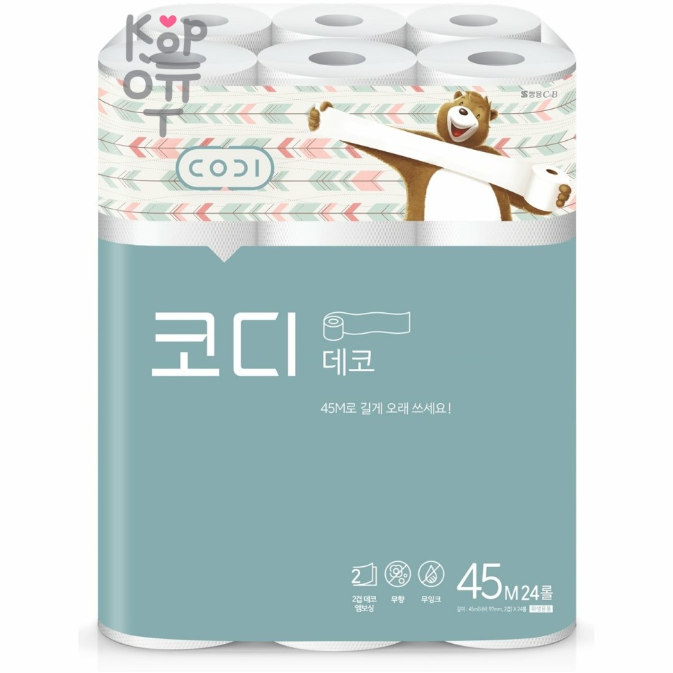 Codi Pure Deco Soft&Strong - Особомягкая двухслойная туалетная бумага с тиснёным рисунком 24 рулона