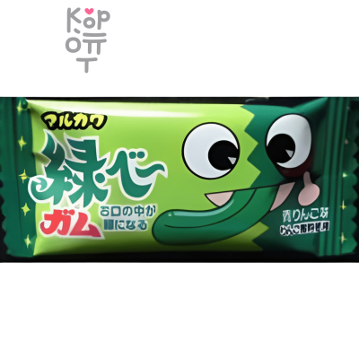 Marukawa Green Apple chewing gum - Жевательная резинка со вкусом Яблока, Зеленый язык, 4.3гр.