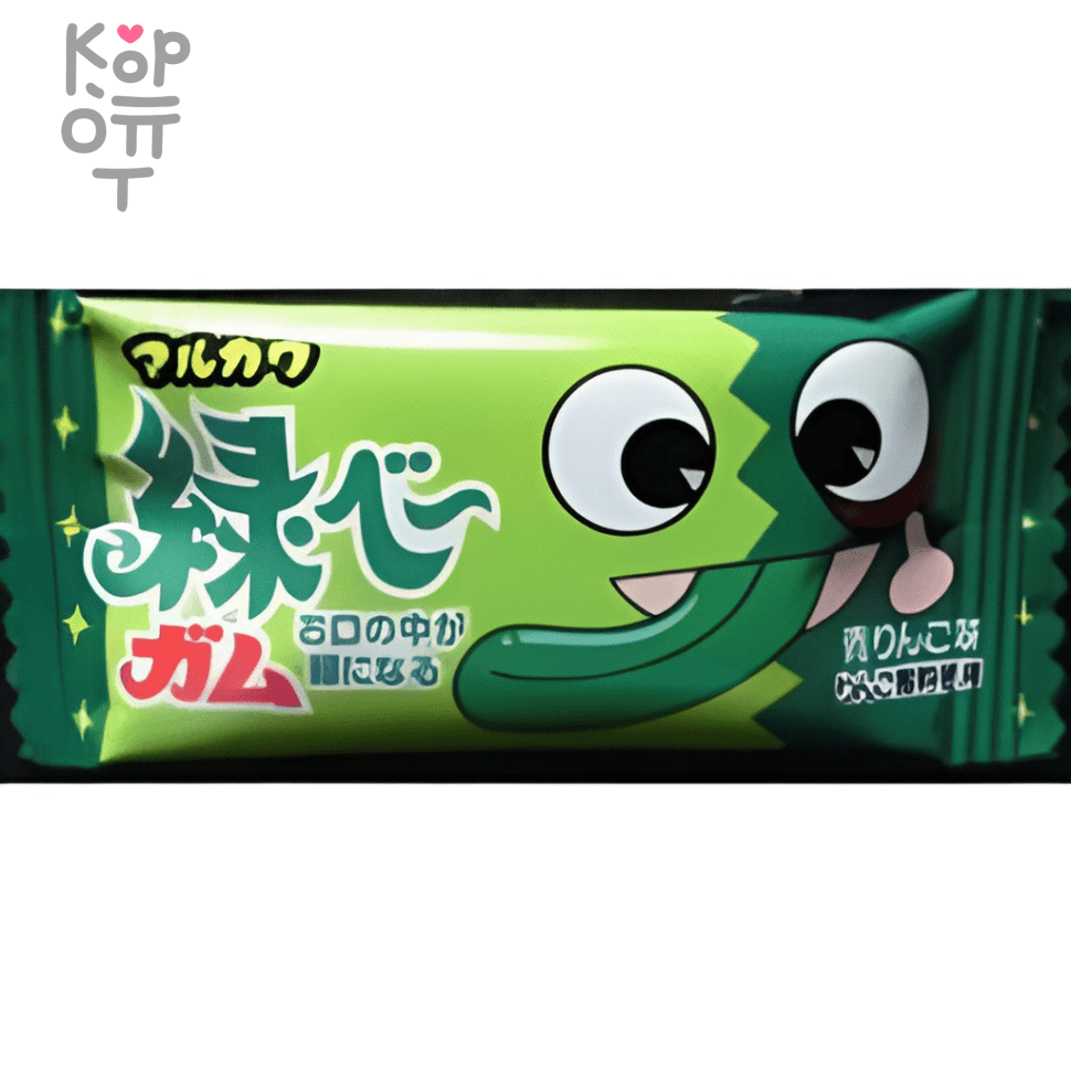 Marukawa Green Apple chewing gum - Жевательная резинка со вкусом Яблока, Зеленый язык, 4.3гр.