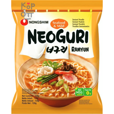 NONGSHIM Neoguri Ramyun Лапша сублимированная, со вкусом морепродуктов, не острая, мягкая упаковка, 120 г