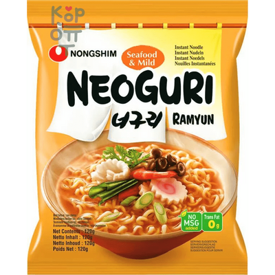 NONGSHIM Neoguri Ramyun Лапша сублимированная, со вкусом морепродуктов, не острая, мягкая упаковка, 120 г