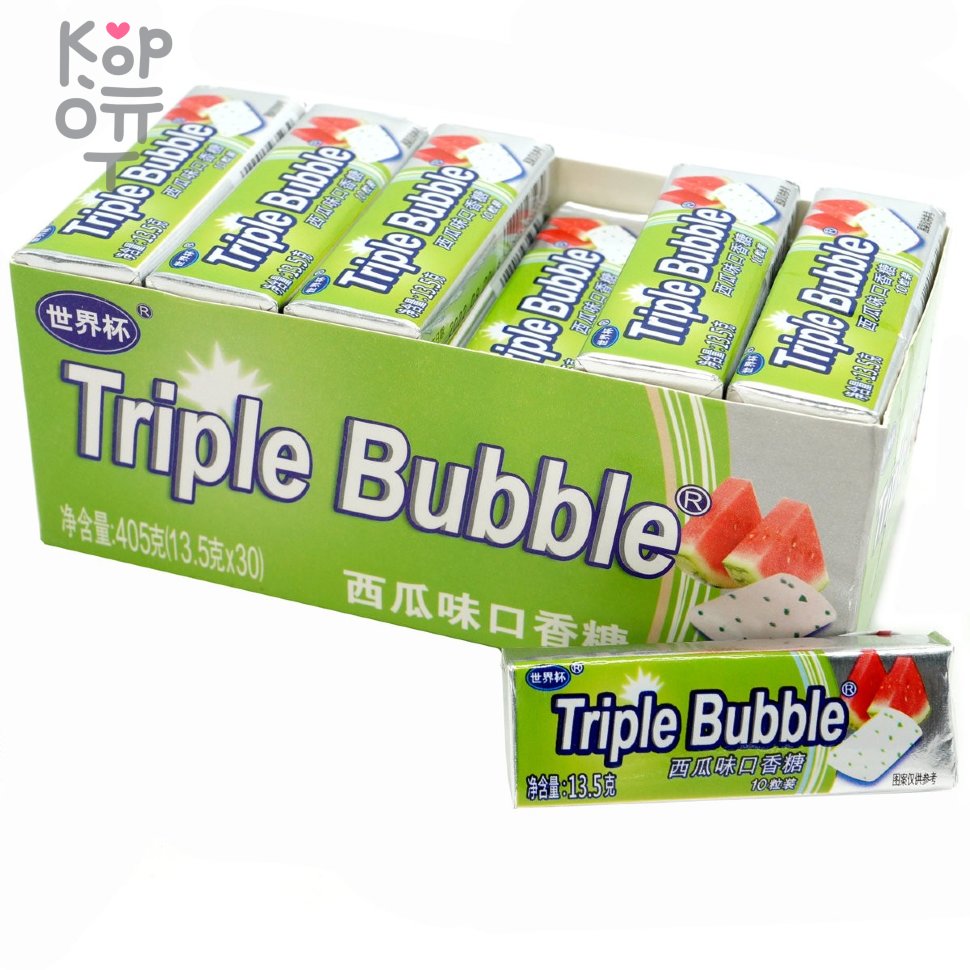 Жевательная резинка Triple Bubble - со вкусом Арбуза, купить с доставкой на дом фото 1 — Корейские товары для всей семьи(КорОпт)
