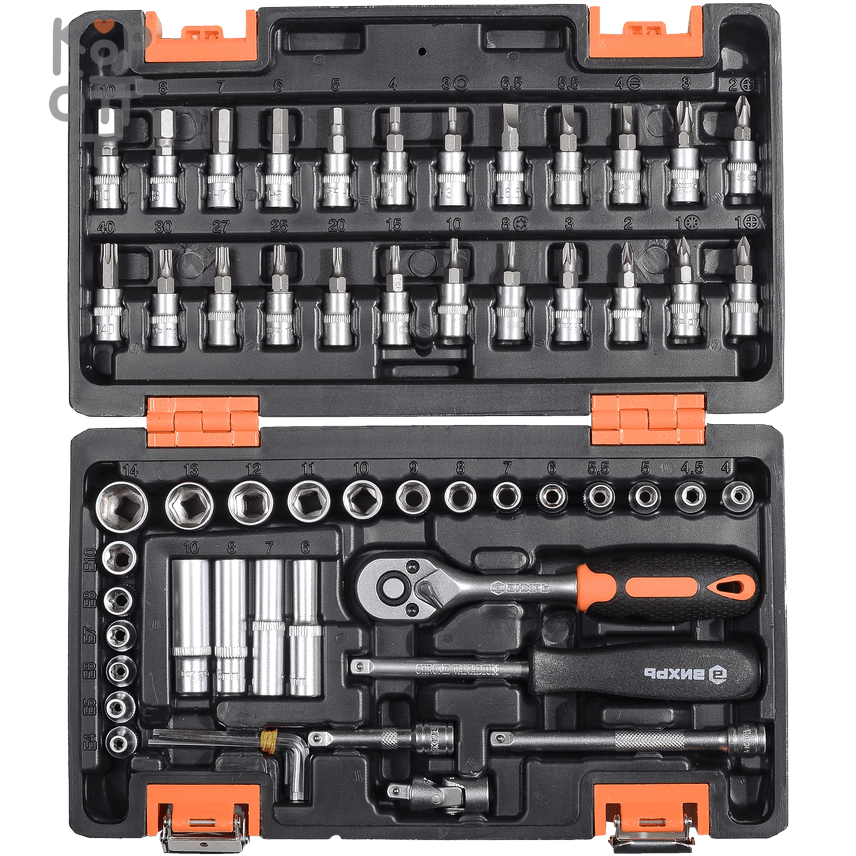 Набор инструментов, 1/4", CrV, пластиковый кейс 57 предметов Вихрь, купить с доставкой на дом фото 1 &mdash; Корейские товары для всей семьи(КорОпт)