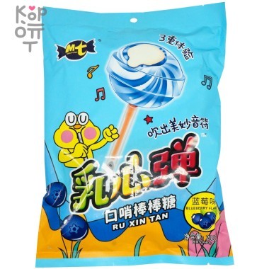 Леденцы RuXinTan Чупа Чупс Свистулька на палочке со вкусом Голубики, 200гр. — Корейские товары для всей семьи(КорОпт)