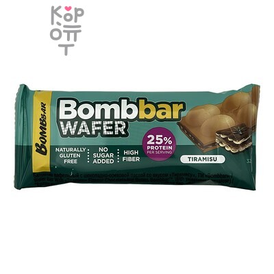 BOMBBAR — Батончик вафельный Тирамису с молочно-ореховой пастой, 32 г, мягкая упаковка