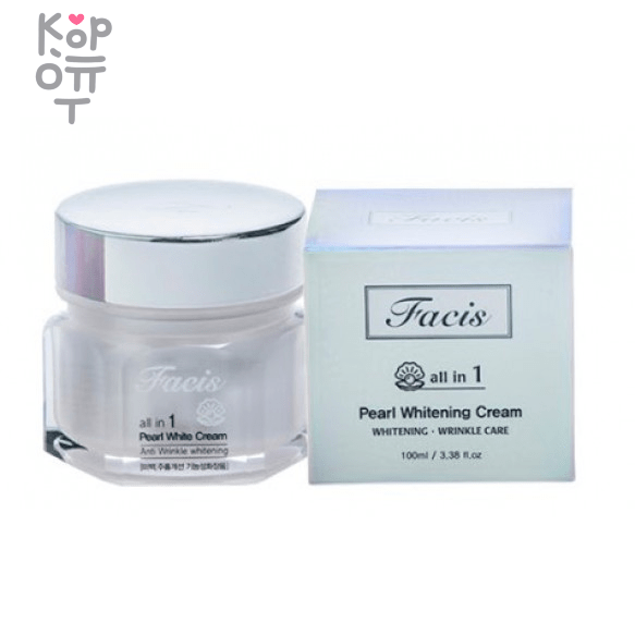 JIGOTT Facis Al in One Pearl White Cream -  Крем для лица выравнивающий тон кожи с жемчужным порошком 100мл., купить с доставкой на дом Благодаря ниацинамиду и экстракту риса, крем оказывает осветляющее действие и улучшает качество кожи.