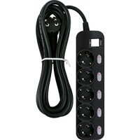 Сетевой фильтр Daesung 4 розетки с основным и отдельным выключателем, 16A, 250V~