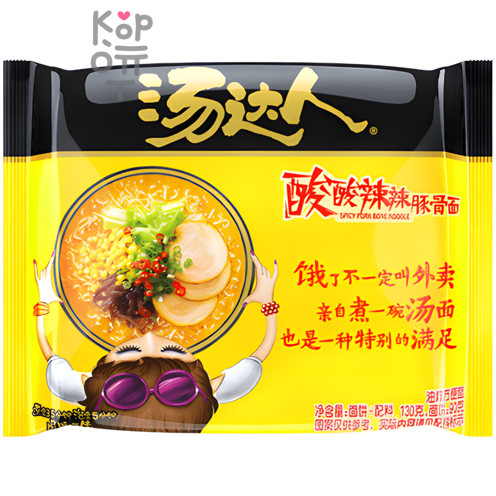 Лапша быстрого приготовления Uni-Tang Hot and sour tonkotsu noodle Кисло-острая лапша тонкоцу, 130гр.