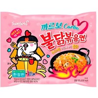 Лапша сублимированная SamYang Hot Chicken Flavor Ramen Carbo - со вкусом жареной курицы и соуса карбонара(острая), 130гр.