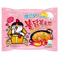 Лапша сублимированная SamYang Hot Chicken Flavor Ramen Carbo - со вкусом жареной курицы и соуса карбонара(острая), 130гр.