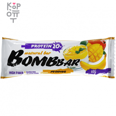 Неглазированный батончик Bombbar Pudding "банан-манго", 60гр. 