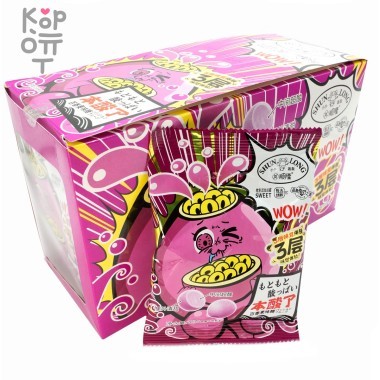 Кислая карамель Shun Long Sour Acid Candy - Сэндвич с 3мя вкусовыми ощущениями со вкусом кислого Маракуйи — Корейские товары для всей семьи(КорОпт)