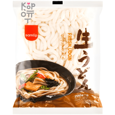 Удон Samlip Fresh Udon Sanuki - Свежий удон, японская лапша, 3 порции, 600гр. (без приправ)