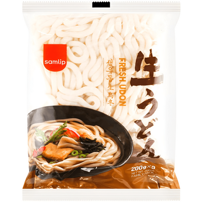 Удон Samlip Fresh Udon Sanuki - Свежий удон, японская лапша, 3 порции, 600гр. (без приправ)