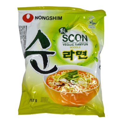 Nongshim — Soon Veggie Ramyun — Лапша быстрого приготовления Nongshim Soon Veggie Ramyun с овощами, 112 г — коробка 20 шт