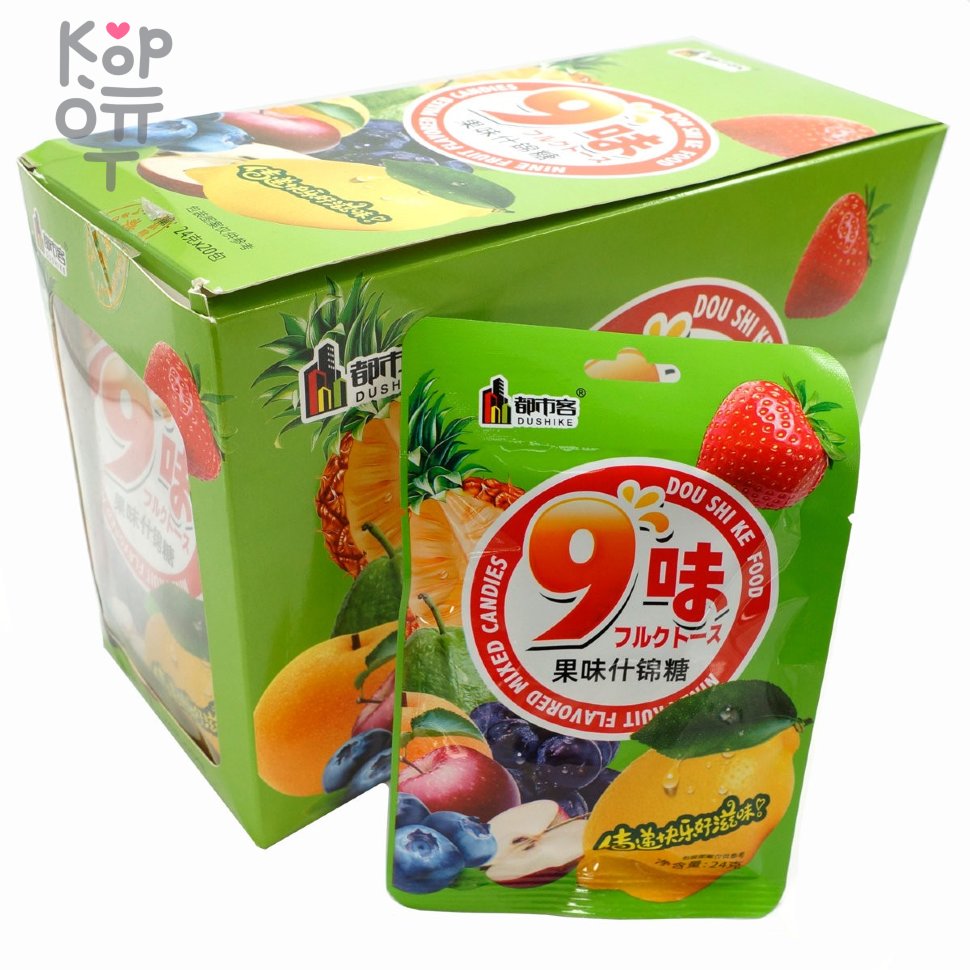 Жевательная конфета Dushike Fruit Flavor 9 фруктов по цене 35 руб. в  интернет магазине Корейские товары для всей семьи(КорОпт)