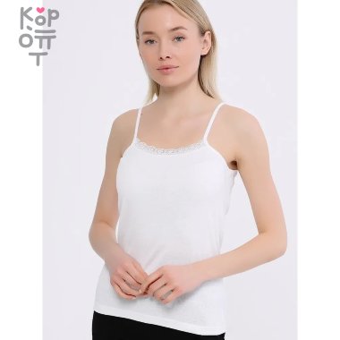 Майка женская на тонких бретелях с кружевной вставкой Bon-Ar. Турция    — Корейские товары для всей семьи(КорОпт)