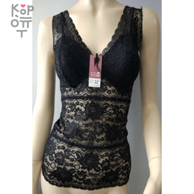 Майка женская с формованной чашкой, вкладыши съемные. Ю.Корея   — Корейские товары для всей семьи(КорОпт)