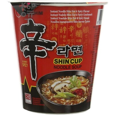 NONGSHIM Shin Cup Лапша сублимированная Шин Рамен, острая с говядиной, стакан, 68 г