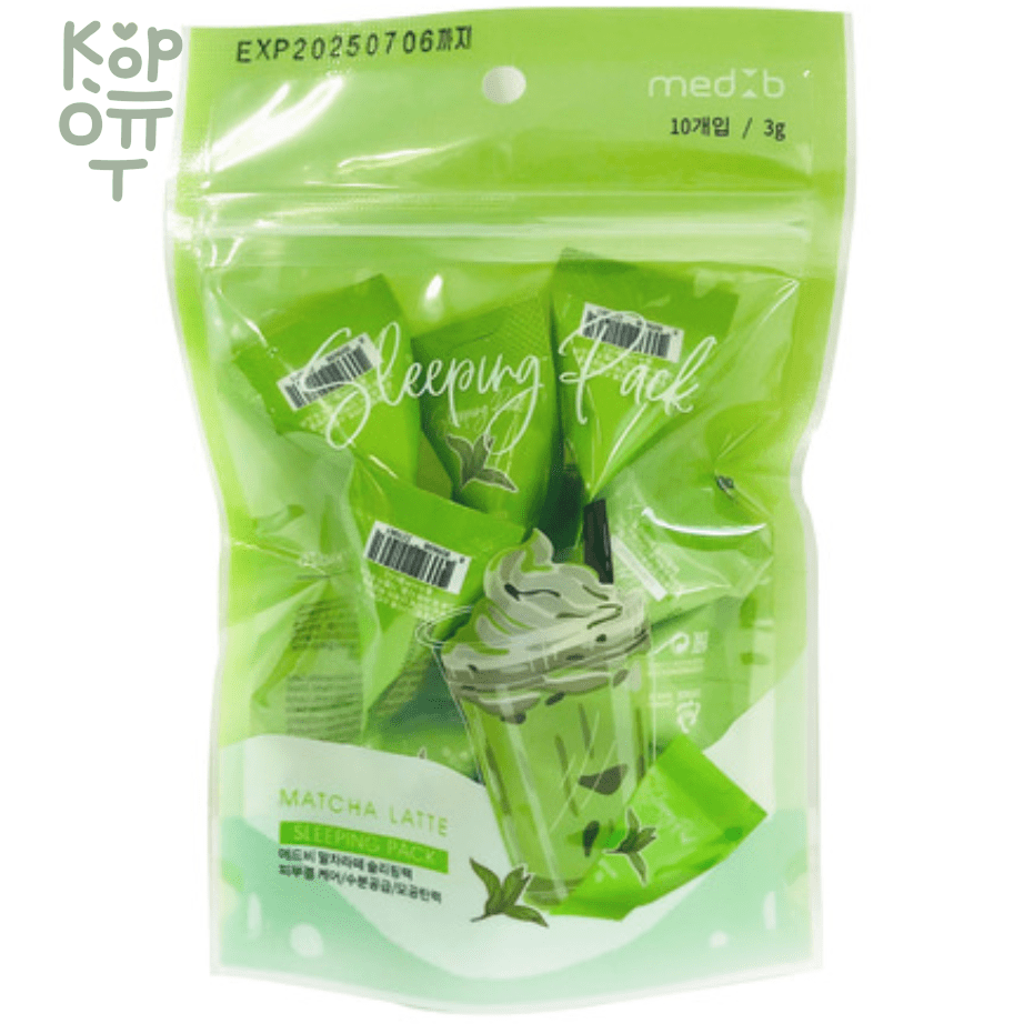 Med B Matcha Latte Sleeping Pack - Ночная маска с экстрактом матча 3гр.*10шт.  фото 1 &mdash; Корейские товары для всей семьи(КорОпт)