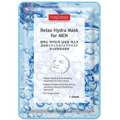 Purederm Relax Hydra Mask for Men - Увлажняющая тканевая маска для мужчин 18гр.