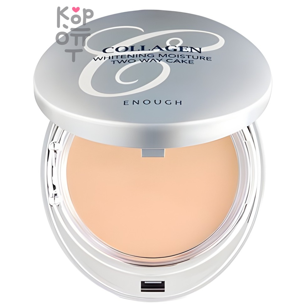 Enough Collagen Whitening Moisture Two Way Cake SPF28/PA++ - Антивозрастная пудра, №21 Natural Beige Натуральный Бежевый) + запасной блок 13 гр+13 гр
