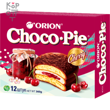 Orion Choco Pie Cherry Чоко пай Орион Вишня 360гр. — Корейские товары для всей семьи(КорОпт)