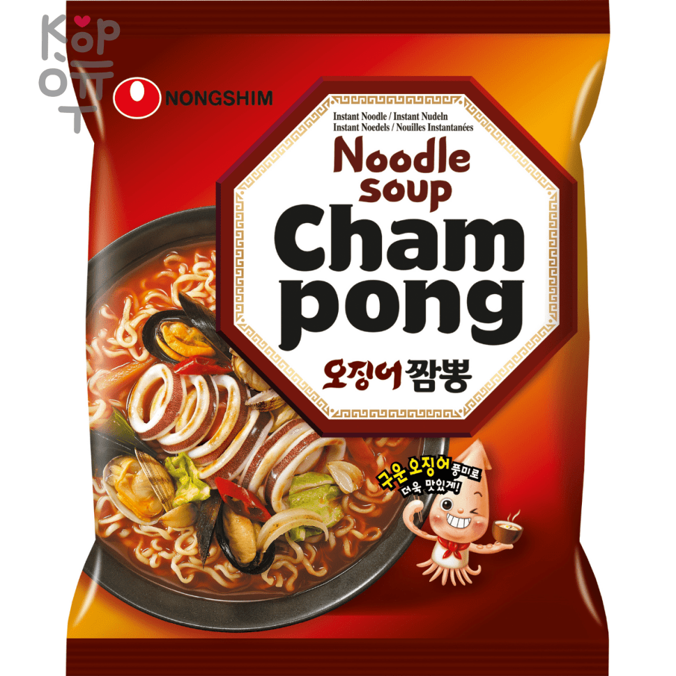 Лапша сублимированная NONGSHIM Champong Spicy Seafood - острая со вкусом морепродуктов, 124гр., купить с доставкой на дом фото 1 &mdash; Корейские товары для всей семьи(КорОпт)