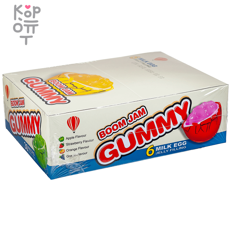 Linhui BoomJam Gummy - Конфета-драже жевательная 4 вкуса (апельсин, виноград, яблоко, клубника), 15гр.*30шт. в коробке., купить с доставкой на дом фото 1 &mdash; Корейские товары для всей семьи(КорОпт)