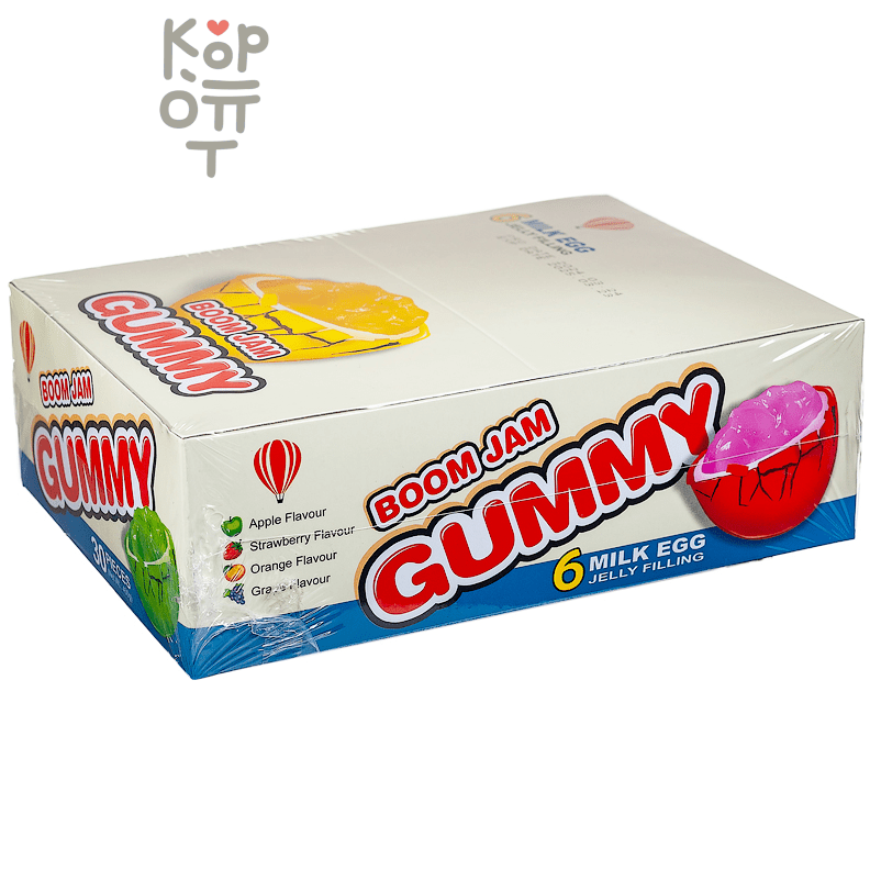 Linhui BoomJam Gummy - Конфета-драже жевательная 4 вкуса (апельсин, виноград, яблоко, клубника), 15гр.*30шт. в коробке.