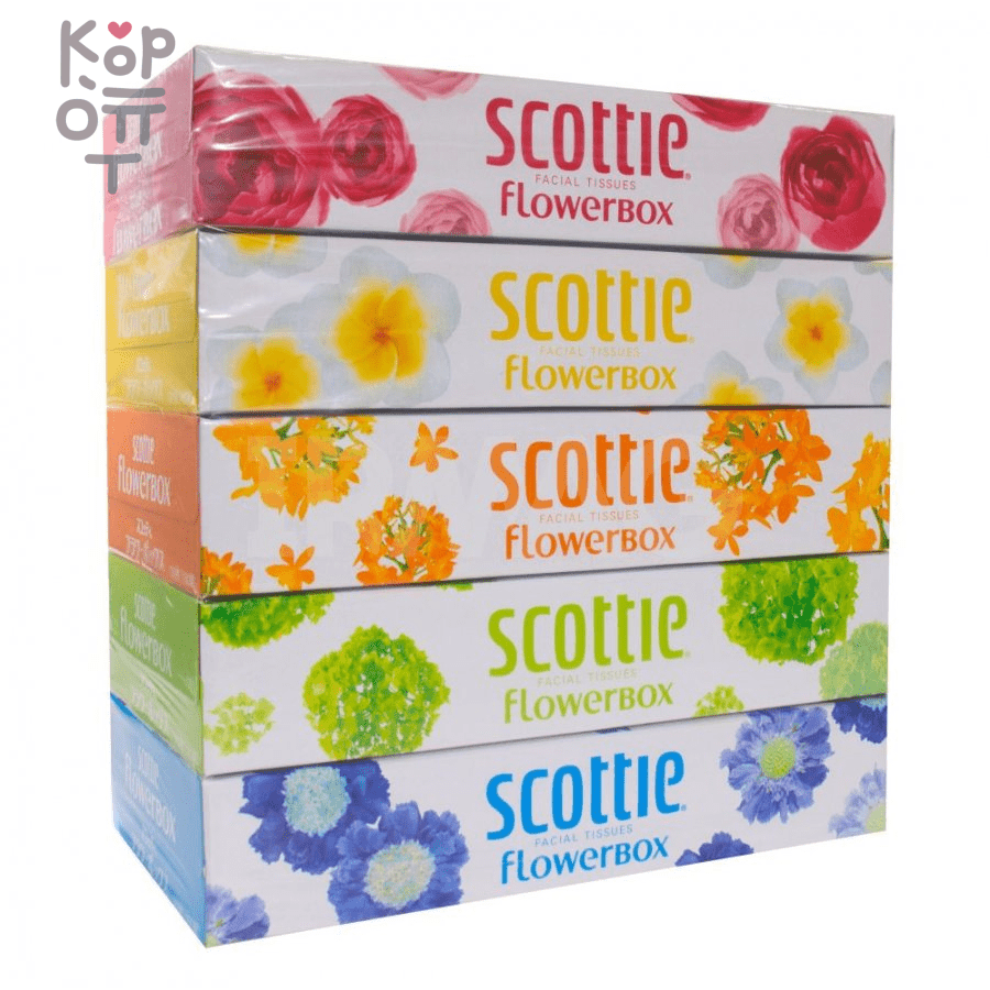 Nippon Paper Crecia Scottie Flowerbox - Салфетки двухслойные с цветочным дизайном 5уп.*160шт. в спайке фото 1 &mdash; Корейские товары для всей семьи(КорОпт)