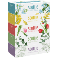 Nippon Paper Crecia Scottie Flowerbox - Салфетки двухслойные с цветочным дизайном 5уп.*160шт. в спайке