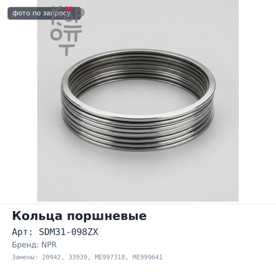 Кольца поршневые 4D32 SDM31-098ZX / 20942 / 33939 STD ME997318 / ME999641 NPR