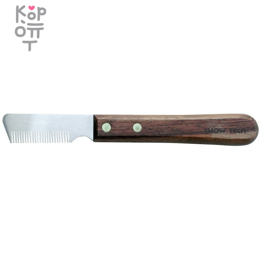 SHOW TECH тримминговочный нож 3280 с деревянной ручкой для шерсти средней жесткости, купить с доставкой на дом фото 1 — Корейские товары для всей семьи(КорОпт)