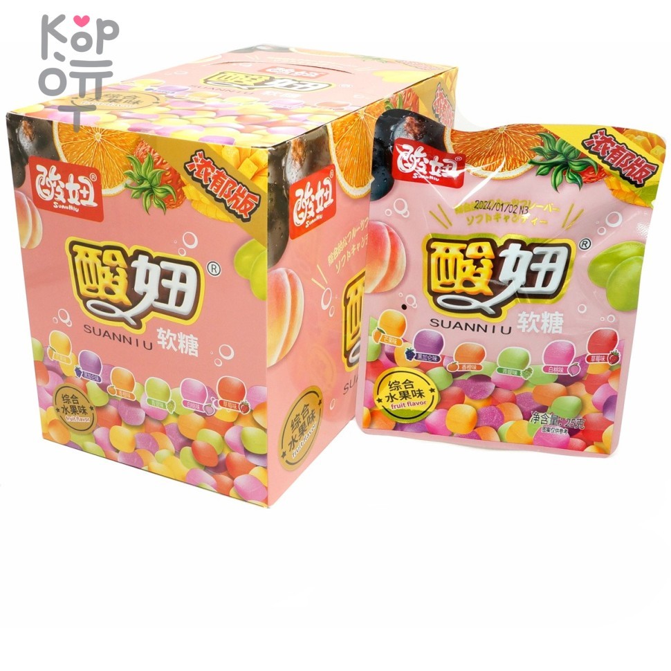 Жевательная конфета Suanliuniu Fruit Flavor со вкусом фруктов, купить с доставкой на дом фото 1 — Корейские товары для всей семьи(КорОпт)