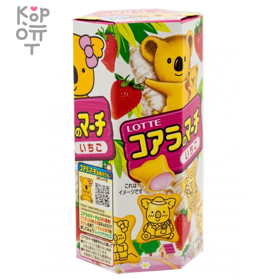 Lotte Koala's March - Печенье Коала Марш с шоколадом, вкус клубники 48гр. фото 1 &mdash; Корейские товары для всей семьи(КорОпт)