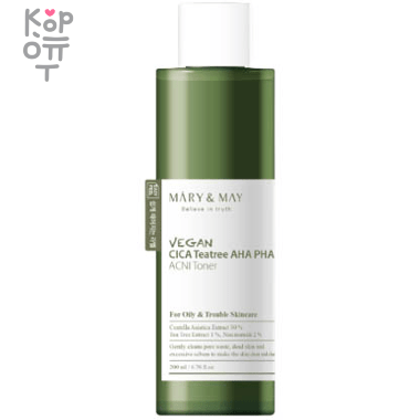 Mary&amp;May Vegan Cica Tea Tree AHA PHA Blemish Toner - Успокаивающий тоник  &mdash; Корейские товары для всей семьи(КорОпт)