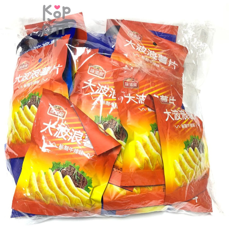 Чипсы картофельные рифленые со вкусом стейка Wei Zi Huang, 20гр.