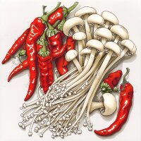 Грибы Эноки Shuangsheng Золотые нити маринованные, 250гр.