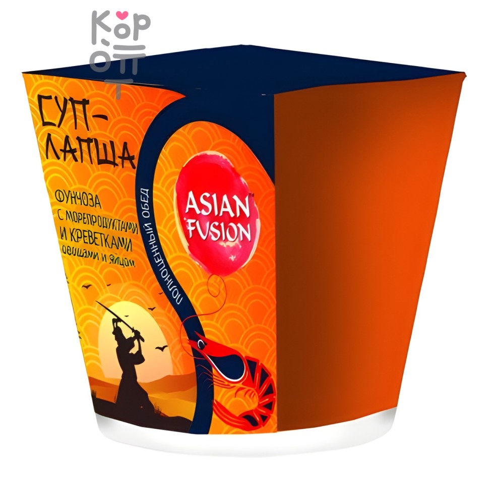 Суп-лапша Фунчоза с морепродуктами, креветкой, овощами и яйцом, Asian Fusion, 73г