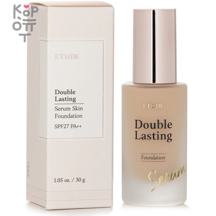 Etude Double Lasting Serum Skin Foundation SPF27 23Н1 - Тональная основа-сыворотка для лица 30гр., купить с доставкой на дом Легкая и увлажняющая формула, которая легко наносится, создавая впечатление, что вы только что закончили уход за кожей.