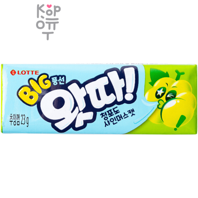 LOTTE WHATTA Big Bubble Gum Green Grape - Жевательная резинка со вкусом Зеленого Винограда, 23гр.